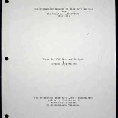 Nerissa Long Milton, "Poems For Children", 1986