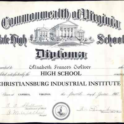 Elizabeth Frances Toliver, Christiansburg Industrial Institute, 1937