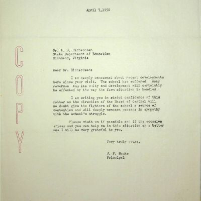 John F. Banks Correspondence: A. G. Richardson April, 1950.