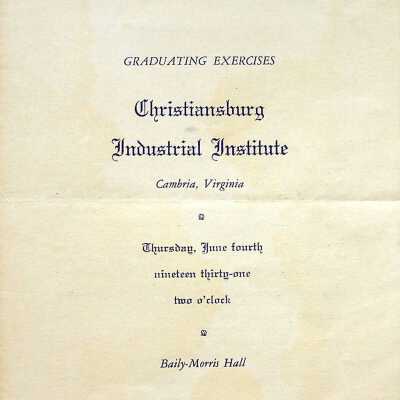 Graduating Exercises Christiansburg Industrial Institute June 4th, 1931