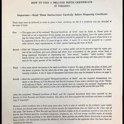 Delayed Birth Certificate Instructions