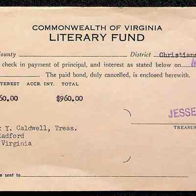 Literary Fund Receipts, 1954-1968