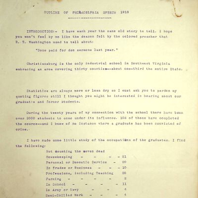 "Outline of Philadelphia Speech", 1918