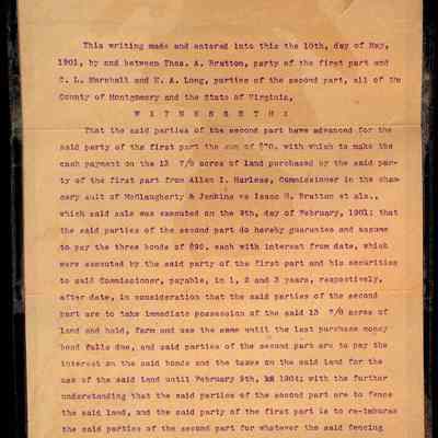 Land Sale Document, 1901