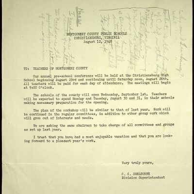 Tillman R. Sease Correspondence: C. C. Shelburne, 1948
