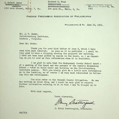 John F. Banks Correspondence: J. Henry Scattergood June, 1951