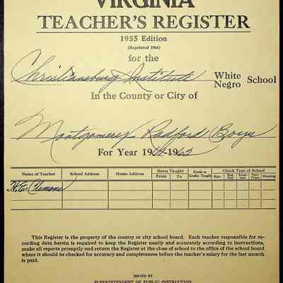 VA Teacher’s Register for H.E. Clemons, 1961-1962 (Radford Boys)