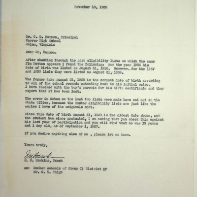 John F Banks Correspondence: C. D. Harmon November, 1958