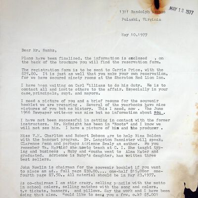 John F. Banks Correspondence: Amanda DeHart May, 1977