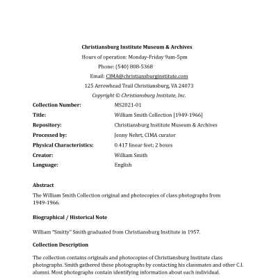 William Smith Collection Finding Aid