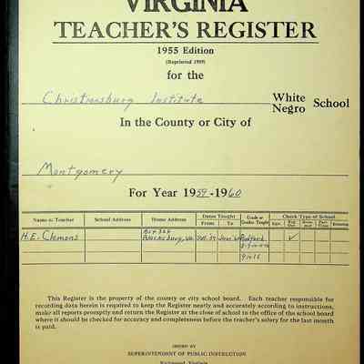 VA Teacher’s Register for H.E. Clemons, 1959-1960 (Radford Girls)