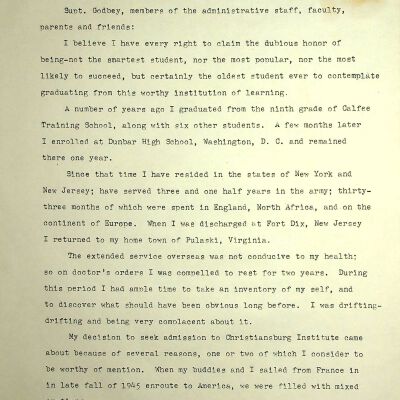 James Jones Commencement Speech, 1950