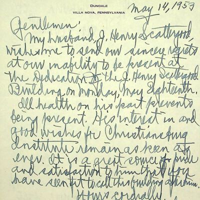 John F. Banks Correspondence: Dorothy Scattergood May, 1953