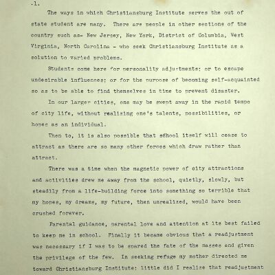 Earl Batts Commencement Speech, 1950