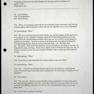 2000 Uttech Oral History Transcript, John Dobbins