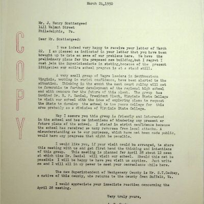 John F. Banks Correspondence: J. Henry Scattergood March 24th, 1950