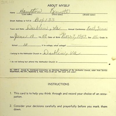 Vocational Commitment Card Kenneth Hampton