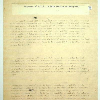 Purposes of CII in This Section of VA, Edgar A. Long (photocopy)