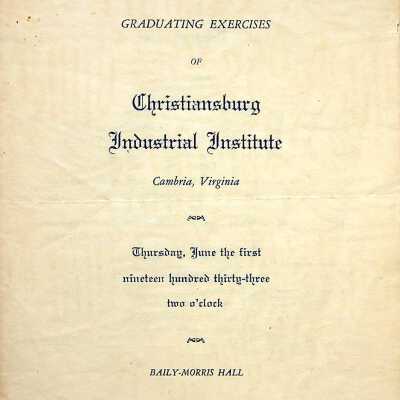 Graduating Exercises Christiansburg Industrial Institute June 1st, 1933