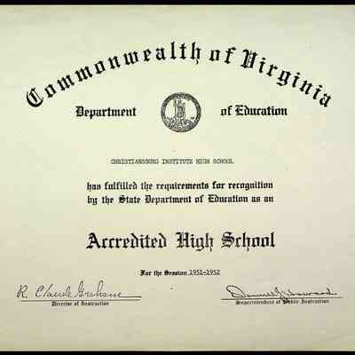 Christiansburg Institute Certificates, 1951-1965