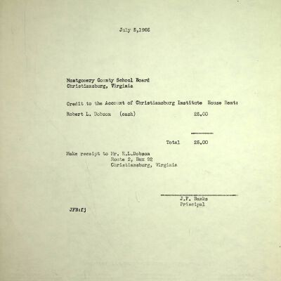 John F. Banks Receipts: Robert L. Dobson