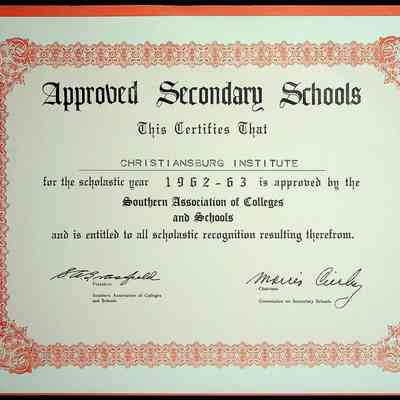Christiansburg Institute Certificates, 1962-1963