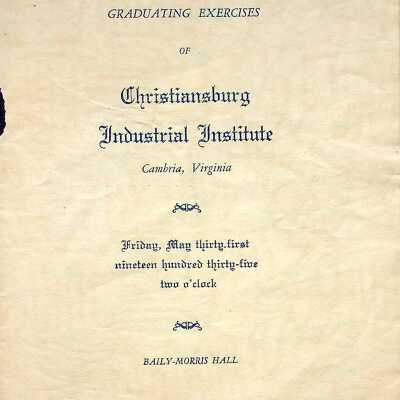 Graduating Exercises Christiansburg Industrial Institute May 31st, 1935