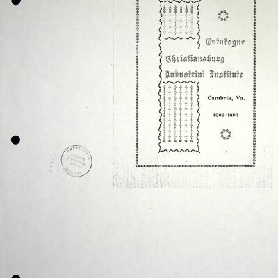 1903 Catalogue of the Christiansburg Industrial Institute, 1902-1903 (photocopy)