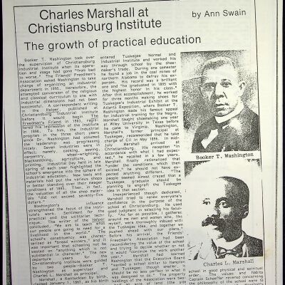 Ann Swain, "Charles Marshall at Christiansburg Institute", undated
