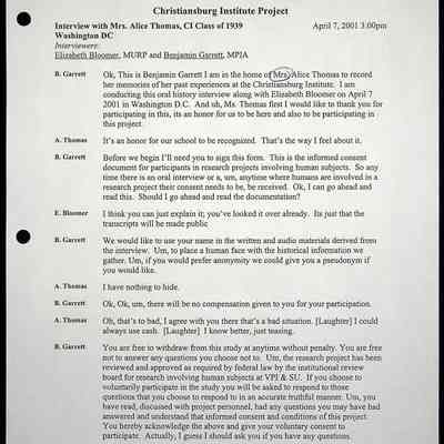 2000 Uttech Oral History Transcript, Alice Preston Thomas