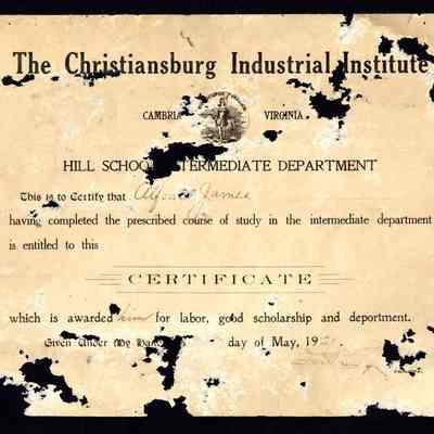 Alfonso James, Christiansburg Industrial Institute, Hill School Intermediate Department, 1921