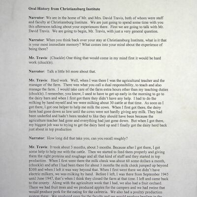 2003 Oral History Transcript, Mr. and Mrs. David Travis (CII faculty)