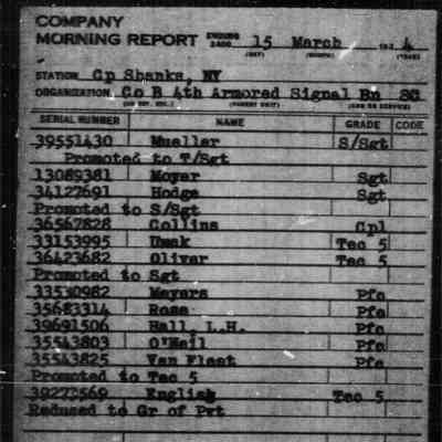 Morning Report March 1944: Promotion