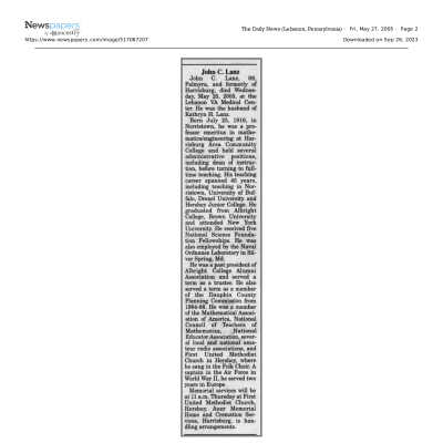 May 27, 2005: The Daily News Lebanon, PA