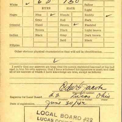 Draft Card, back