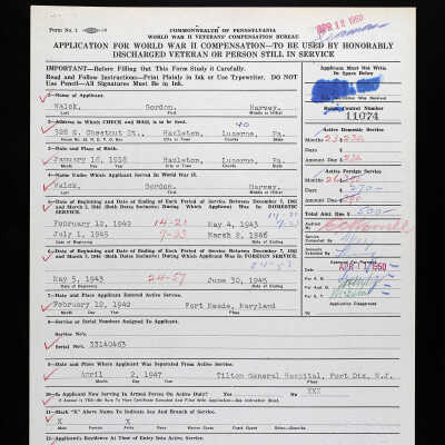 Pennsylvania Veterans Compensation Form Front