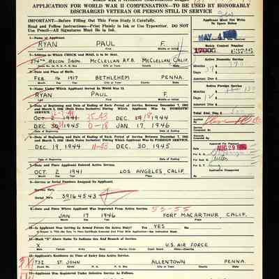 PA Veterans Compensation Form Front