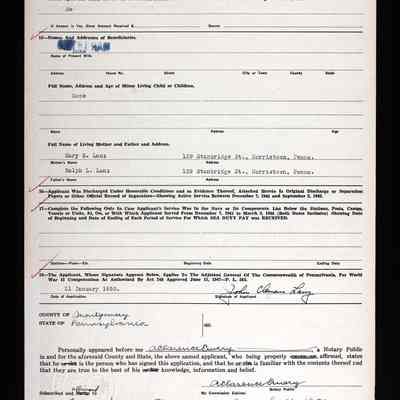 PA Veterans Compensation Form Back