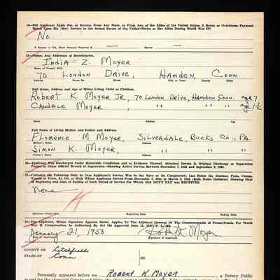 PA Veterans Compensation Form, back