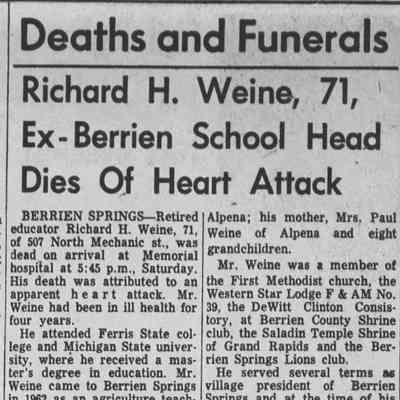 Richard H. Weine, The Herald Press January 27, 1964