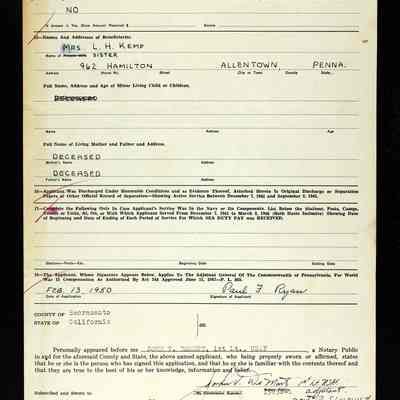 PA Veterans Compensation Form back