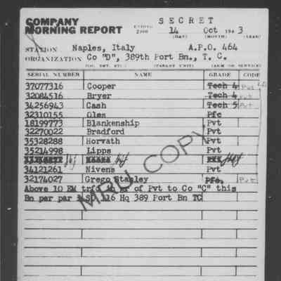 October 1943, Company D