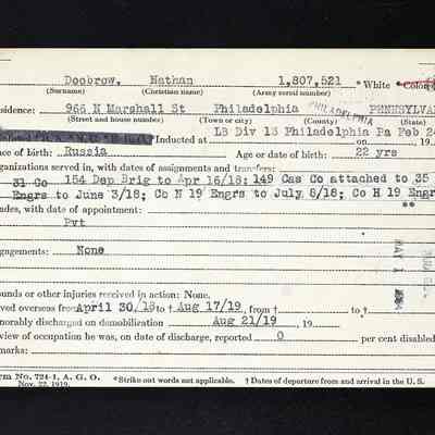 WWI Veterans and Service Compensation Form Front