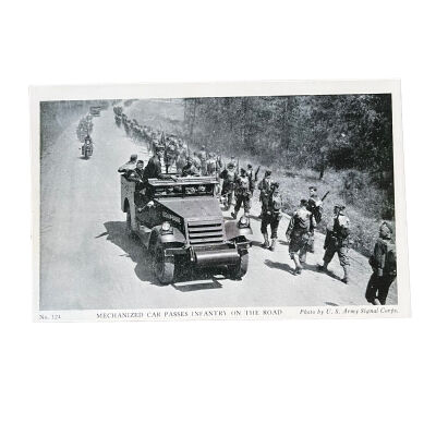 Mechanized Car Passes Infantry On The Road
