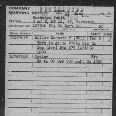 Transferred June 1944