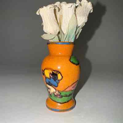 Miniature Vase with Paper Flowers