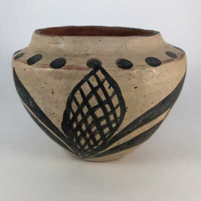 Black on White Small Pueblo Olla