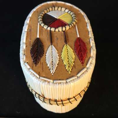 Ojibwe Oval Quill Box With Four Directions