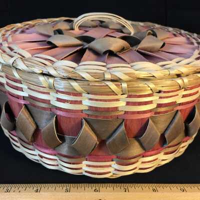 Ash Splint & Sweet Grass Lidded Basket