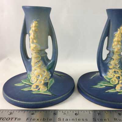 Pair of Roseville Foxglove Candlestick Holders